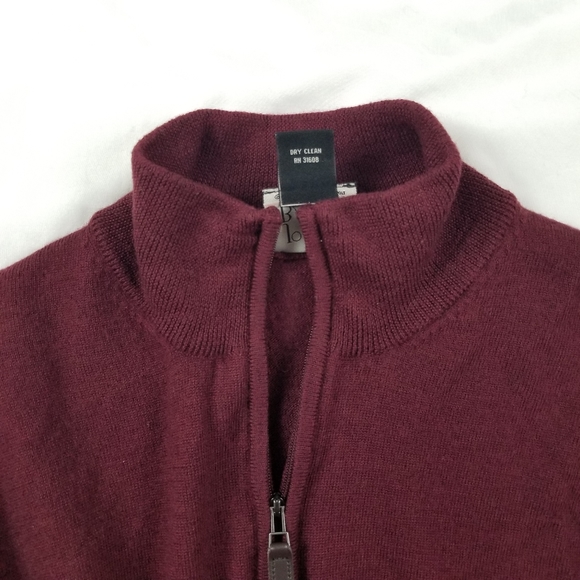 Jos.A.Bank Men Italian Merino Wool Sweater Quarter-zip Fit Pullover Burgundy M - Picture 4 of 8